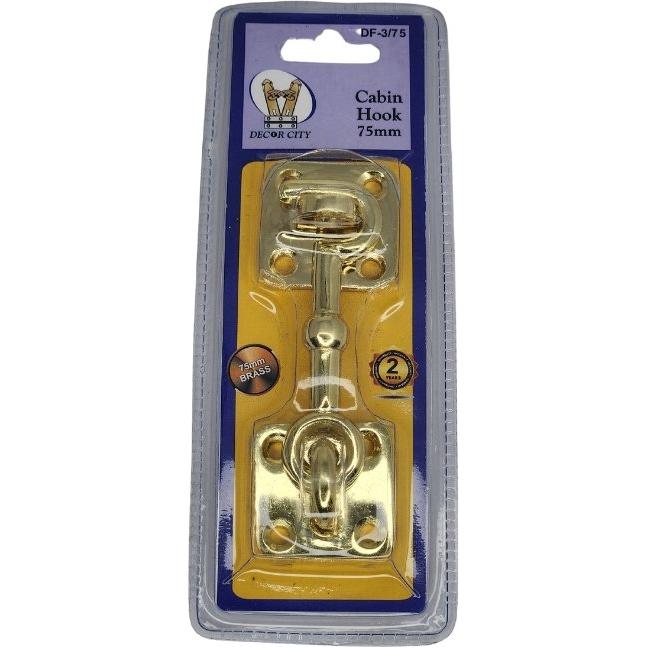 Cabin Hook - 75mm - Brass Plated