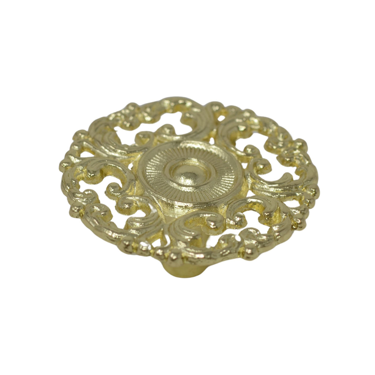 Ornate Bright Brass Scrollwork Cabinet Knob