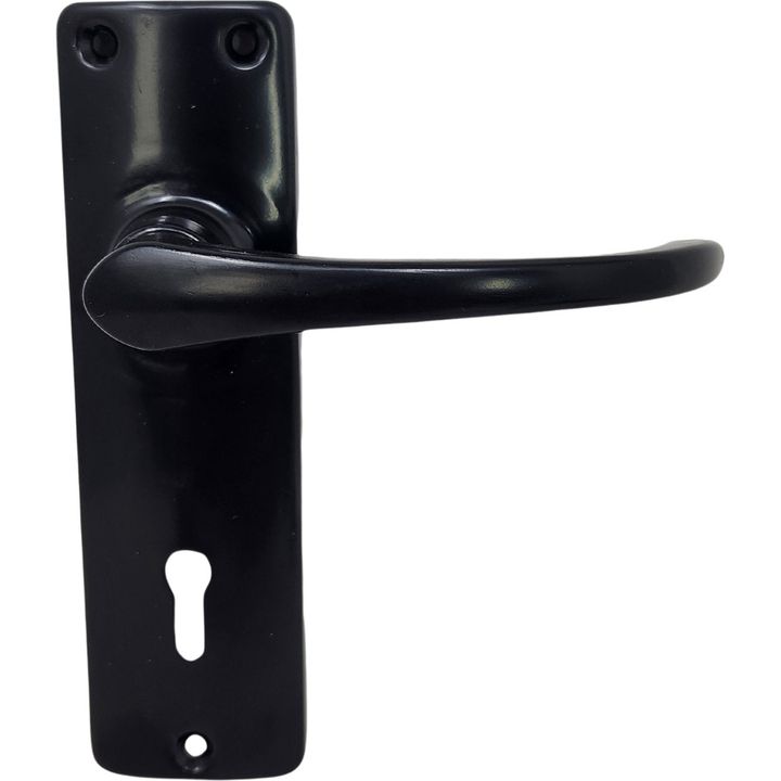 Decor City Black Door Handle with 3 Lever Lock Set