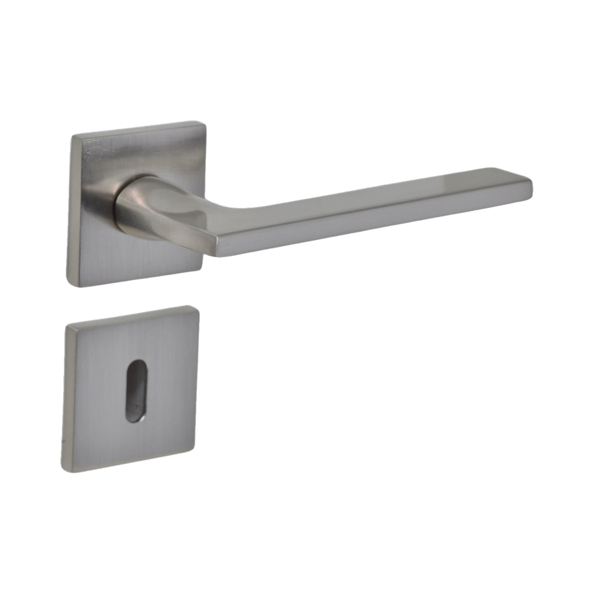 Modern Square Lever Door Handles on Square Rose - Satin Chrome