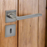 Modern Square Lever Door Handles on Square Rose - Satin Chrome