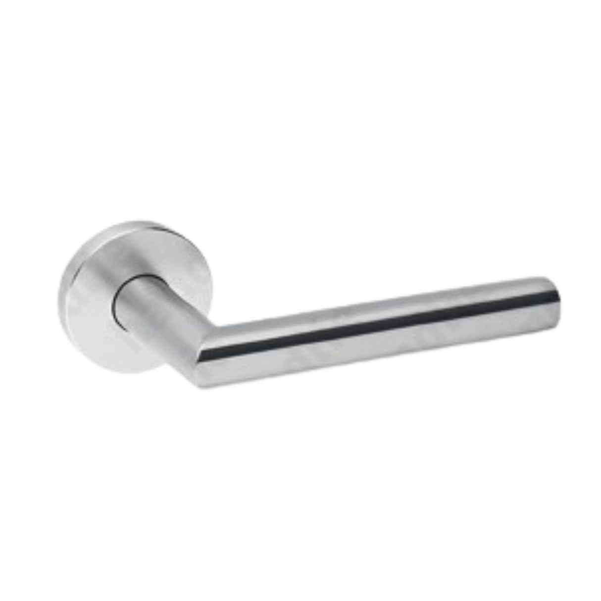 Stainless steel tubular lever handle on rose with 2 lever lock