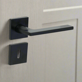 Modern Square Lever Door Handles on Square Rose - Matt Black