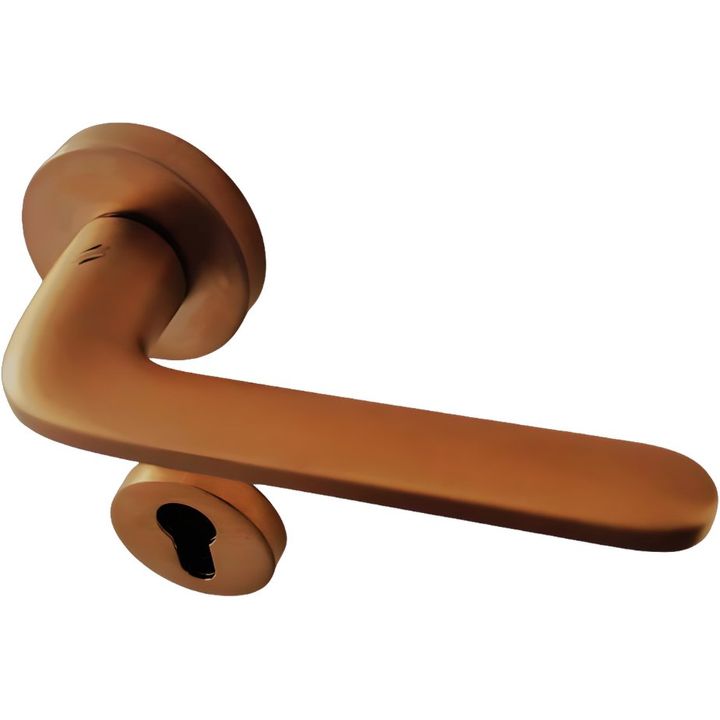 "Roboquattro" Exclusive Lever Door Handle on Rose in Rose Gold