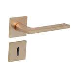 Modern Square Lever Door Handles on Square Rose - Rose Gold