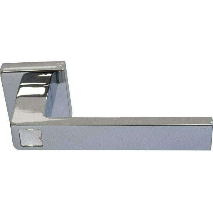 Solid brass square lever handle with crystal