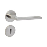 Modern Lever Door Handle on Round Rose - Satin Chrome