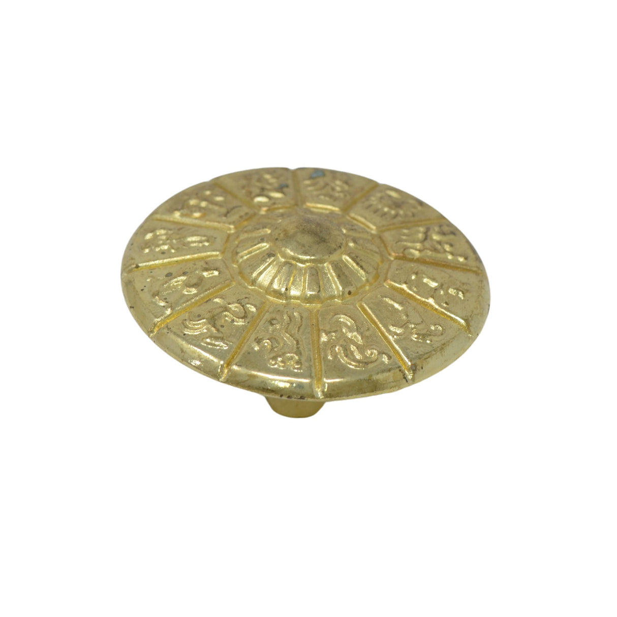 Decorative Antique Cupboard Knob in Bright Brass - Small