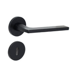 Modern Lever Door Handle on Round Rose - Matt Black