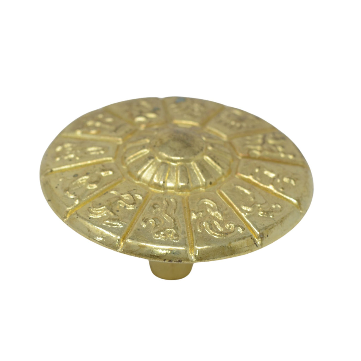 Decorative Antique Cupboard Knob in Bright Brass - Large