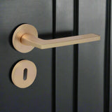 Modern Lever Door Handle on Round Rose - Rose Gold