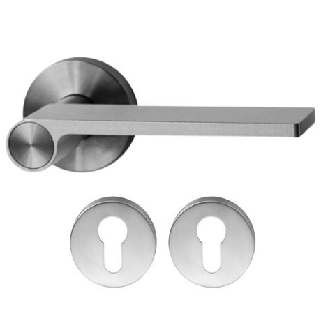 "Outline" - stainless steel door handles on rose