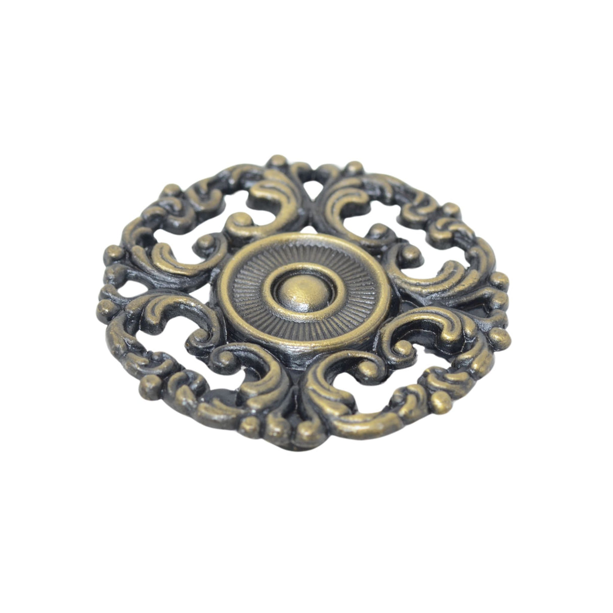 Ornate Antique Brass Scrollwork Cabinet Knob