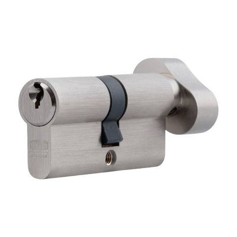 Brushed Nickel Knob (Thumb turn) Cylinder - 65mm