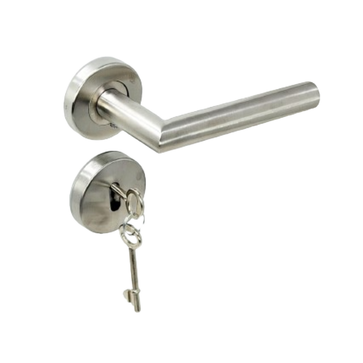 Tubular Stainless Steel lever handles on round rose