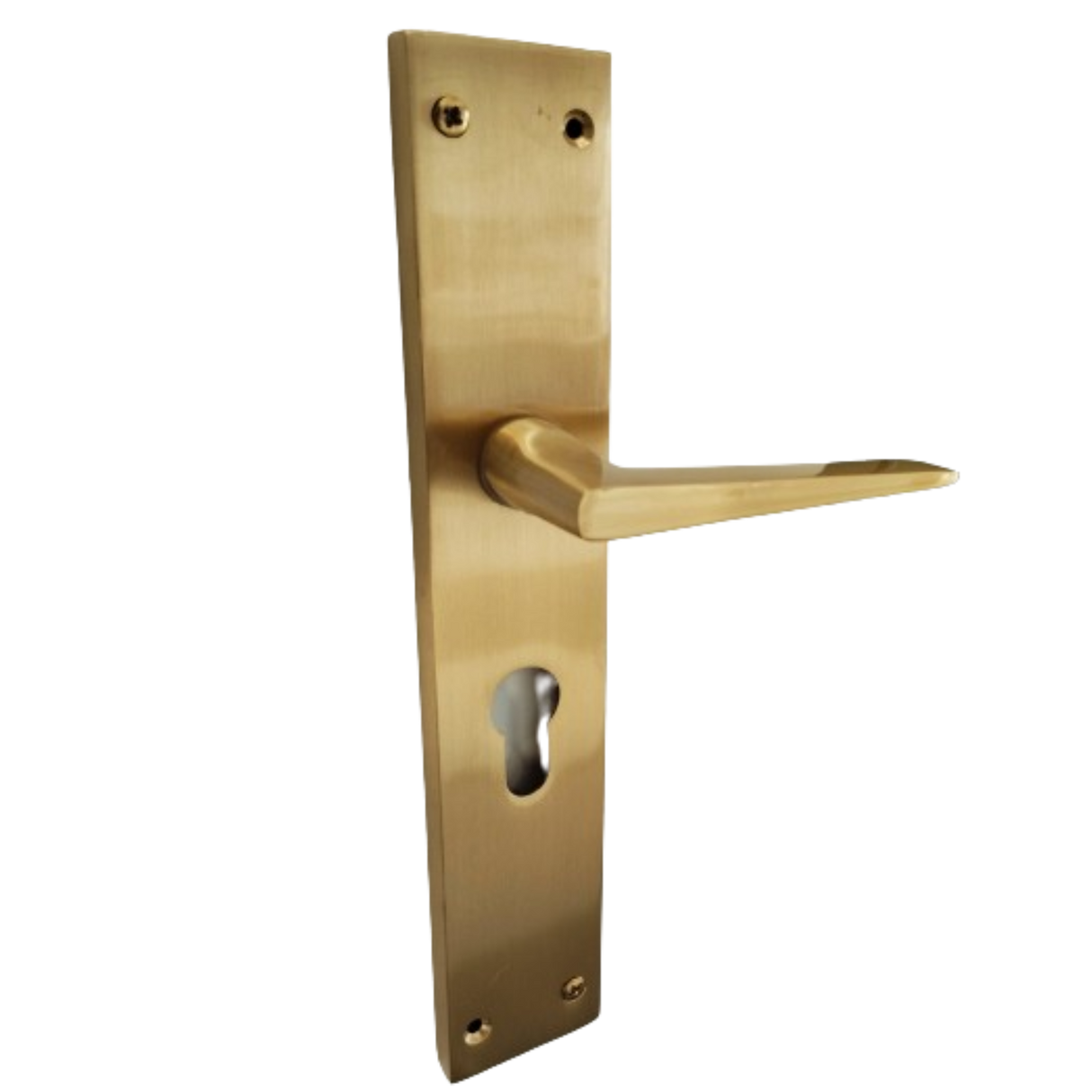 Modern Matt Brass Lever Handle on long back plate