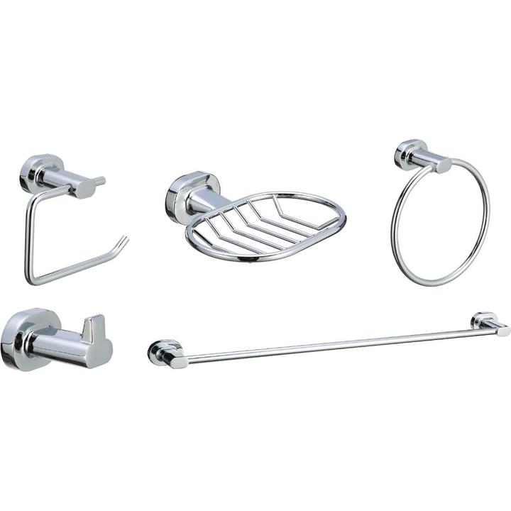 5 piece Shiny Chrome Bathroom Set