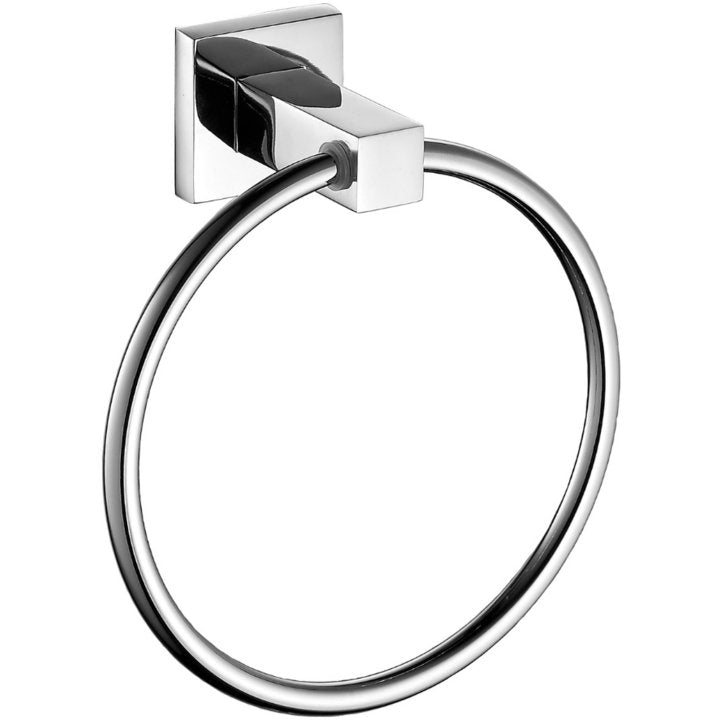 Chrome Towel Ring with Square Holder