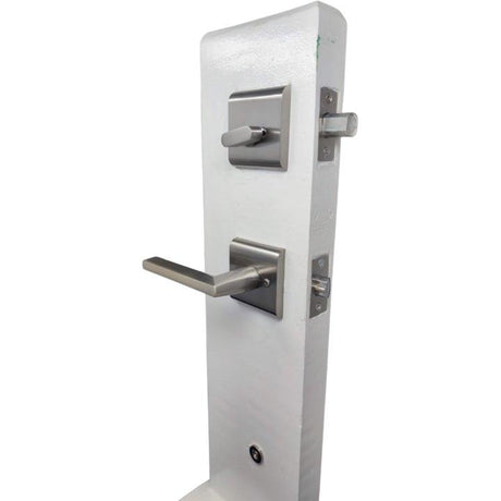 Modern Grip handle with latch and deadbolt Satin Nickel