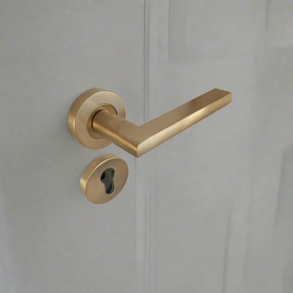 Brushed Brass PVD Pello lever handle on rose