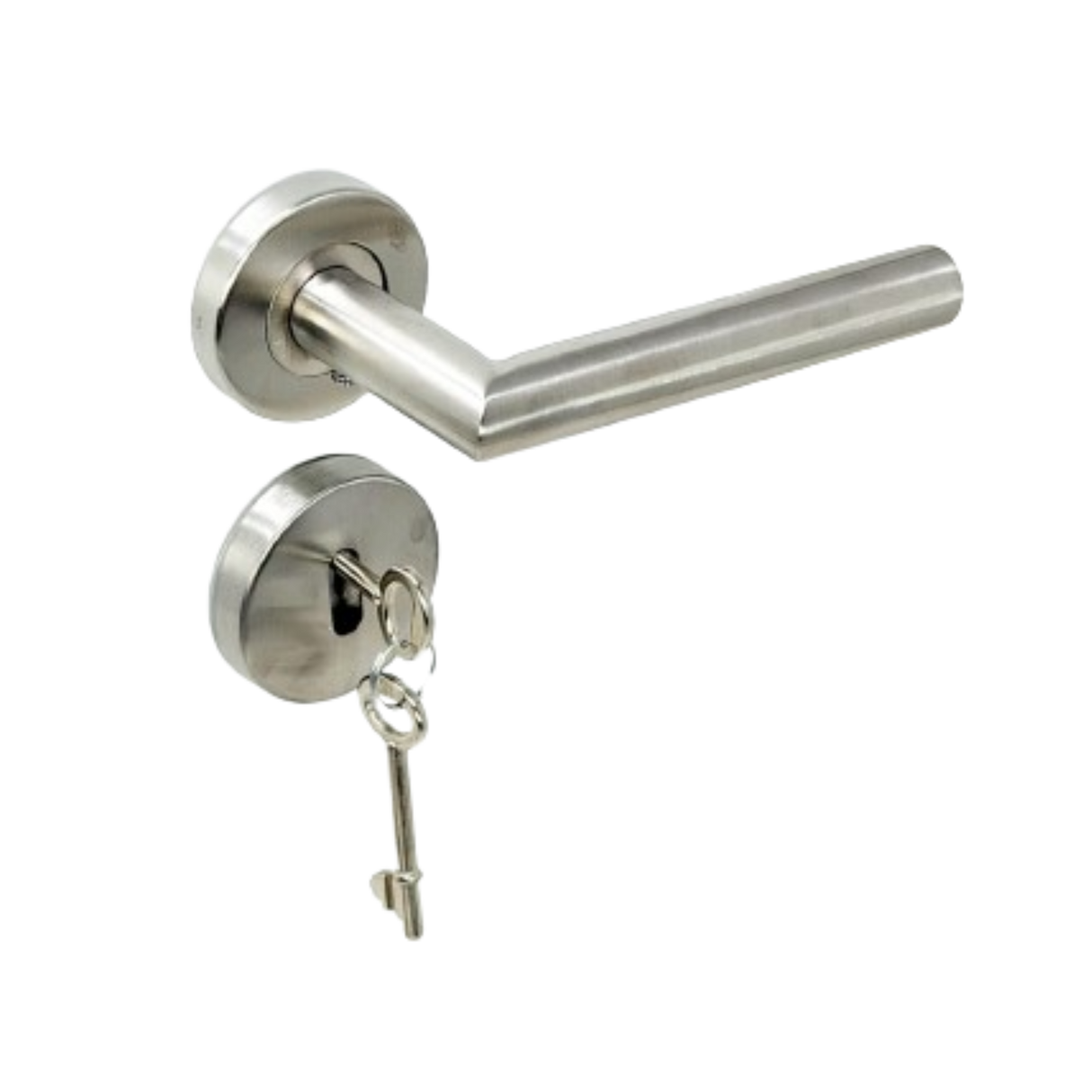 Stainless Steel Tubular Door Handle on Rose