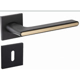 Italian Lever Handle on Rose in Satin Black/Pearl