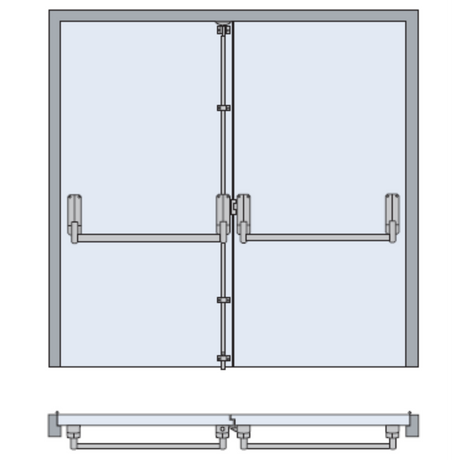 Briton Double Door Emergency Push Bar with vertical bolts