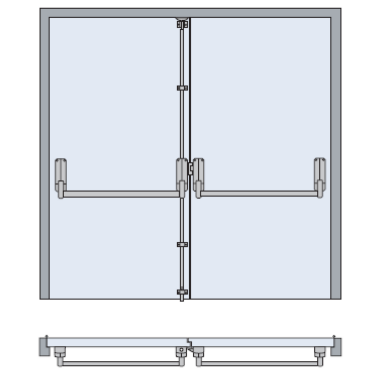 Briton Double Door Emergency Push Bar with vertical bolts