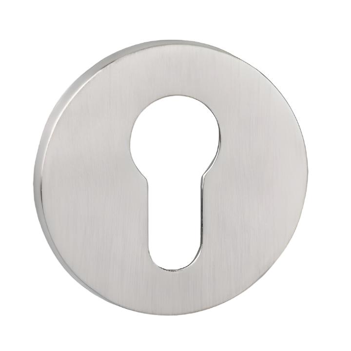 Brushed Stainless Steel Keyplates - Round - Cylinder cutout