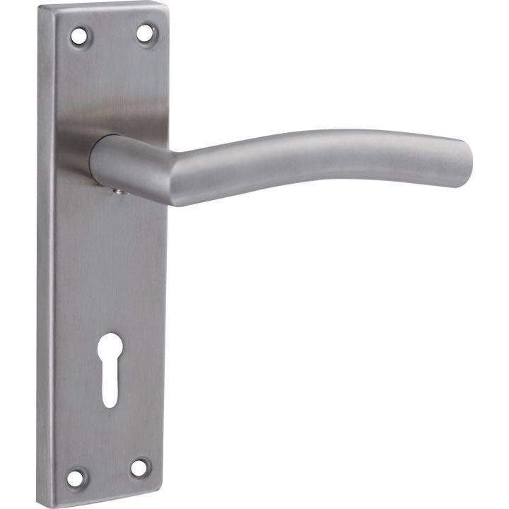 Stainless Steel Curved Handle on Plate