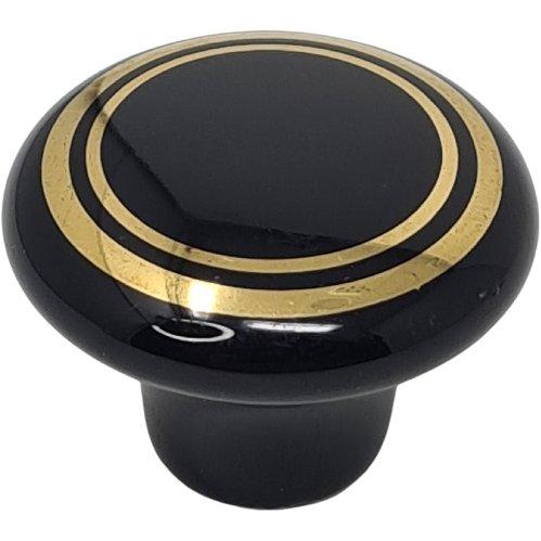 Black Ceramic Knob with Gold Rings