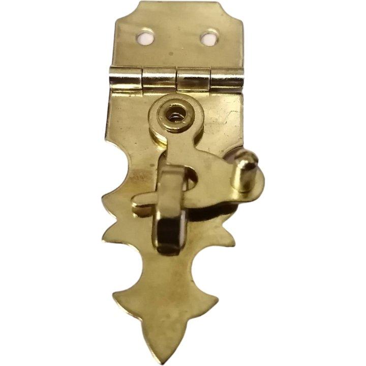 Mini Box Hasp and Staple with Hook Brass Plated