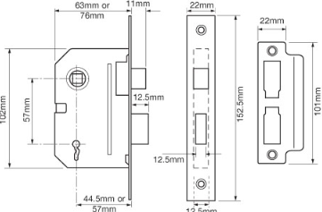 Decor City 2 Lever mortice lock in Matt Black