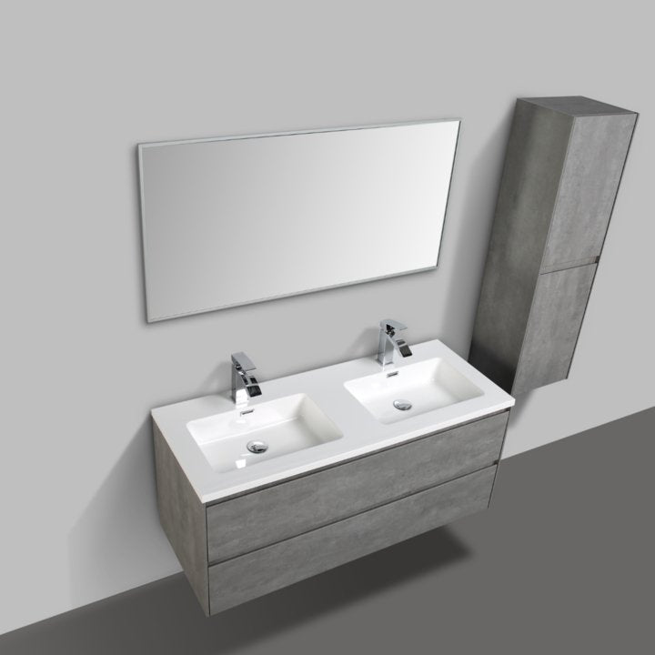 Enzo Double Vanity Cabinet 1200 Concrete with Basin