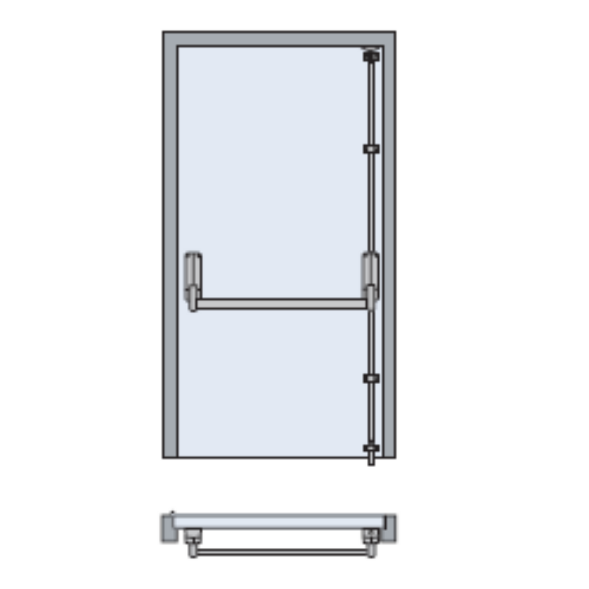 Briton Single Door Emergency Push Bar with Vertical Panic Bolt