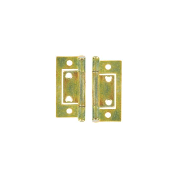 Brass Plated Flush Hinge - 50mm - Pair