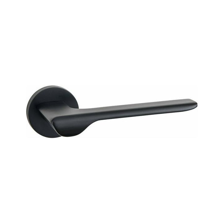 Matt Black Slim Lever Handle on Round Rose