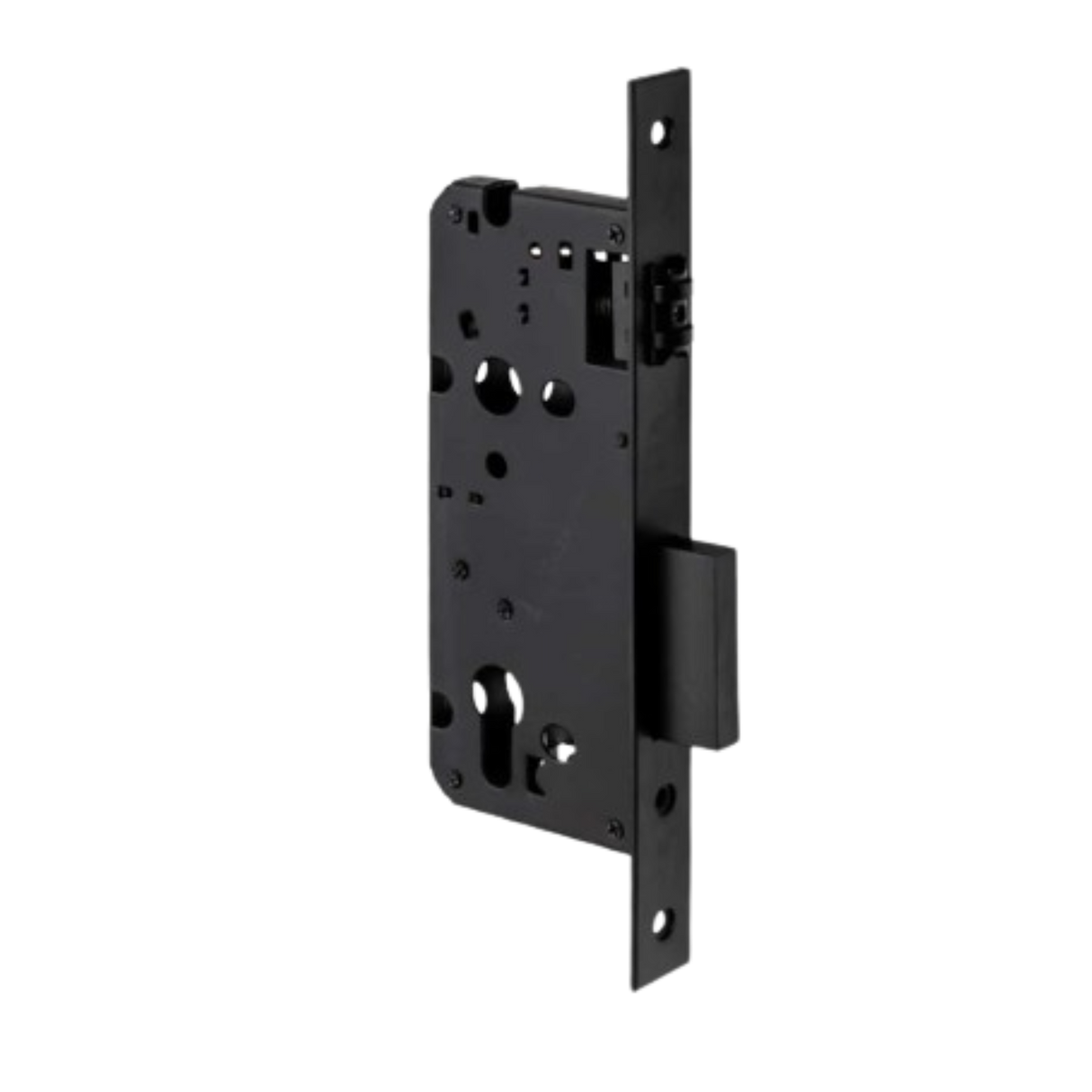 Roller latch with double throw deadbolt in matt black 50mm backset