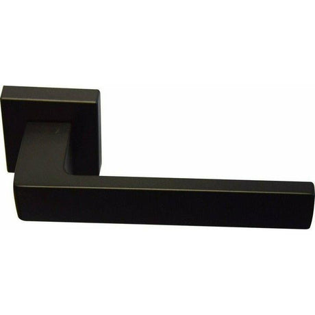 Matt Black Italian lever handle on square rose