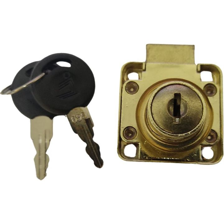 Drawer Lock and Keys - Brass Plated