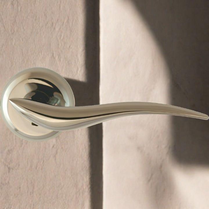 "Dove" - Classic Door Handle on Rose