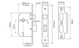 Fire rated 5 Lever High Security Mortice Lock - Union