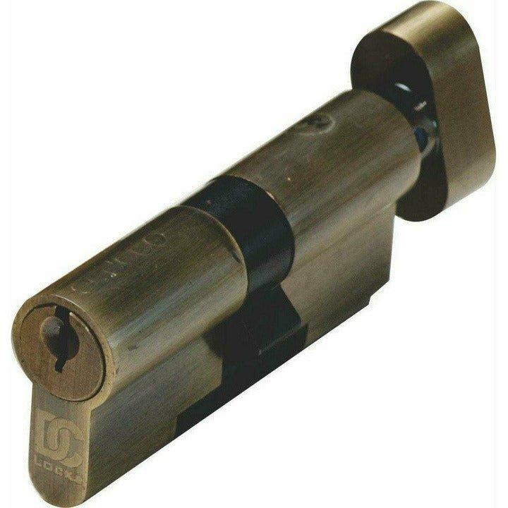 Antique Brass Knob (Thumb turn) Cylinder - 65mm