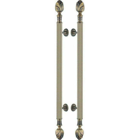 Antique Brass Door Handles -  1200MM - Back-to-Back - Decor Handles