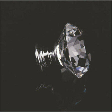 Diamond shape crystal knob with chrome base - Decor Handles