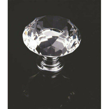 Diamond shape crystal knob with chrome base - Decor Handles