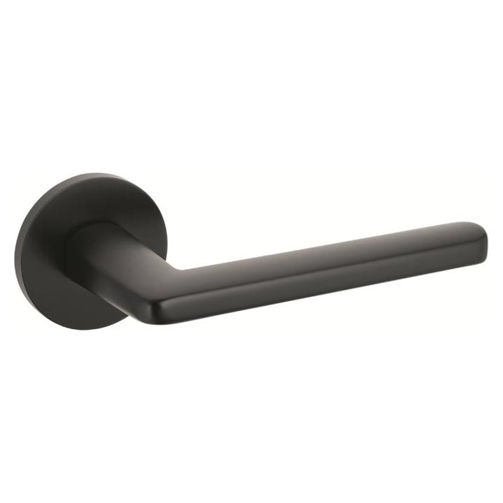 Modern Door Handle on Round Rose in Matt Black - Decor Handles