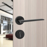 Modern Slim Lever Handle on Round Rose in Matt Black - Decor Handles