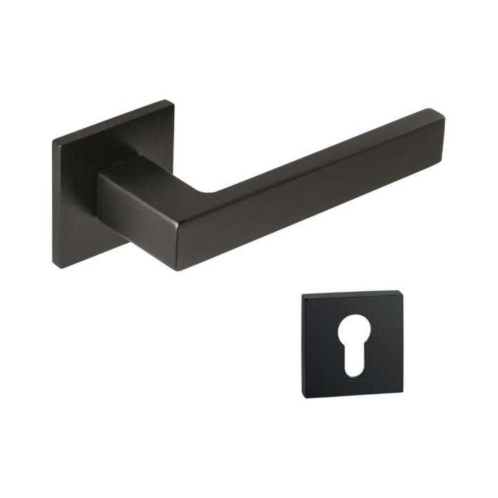 Modern Square Lever Handle on Square Rose - Decor Handles