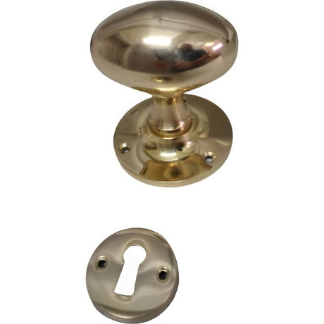 Oval solid brass knob - non-spring action - Decor Handles - door handle on rose